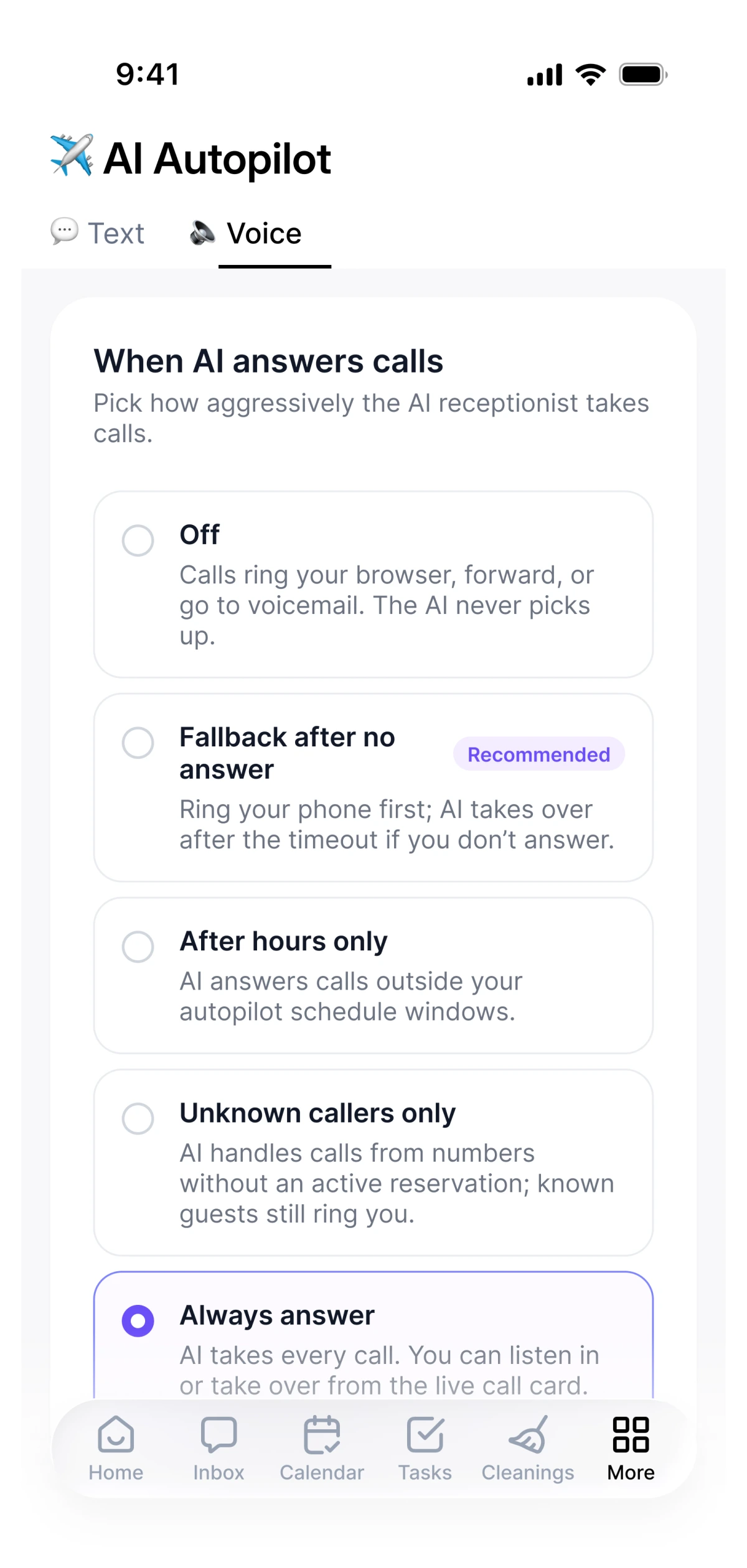 AI receptionist voice