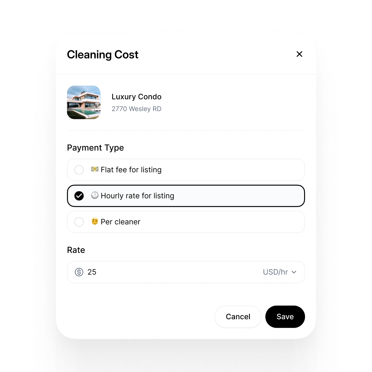 Hourly cleaning costs