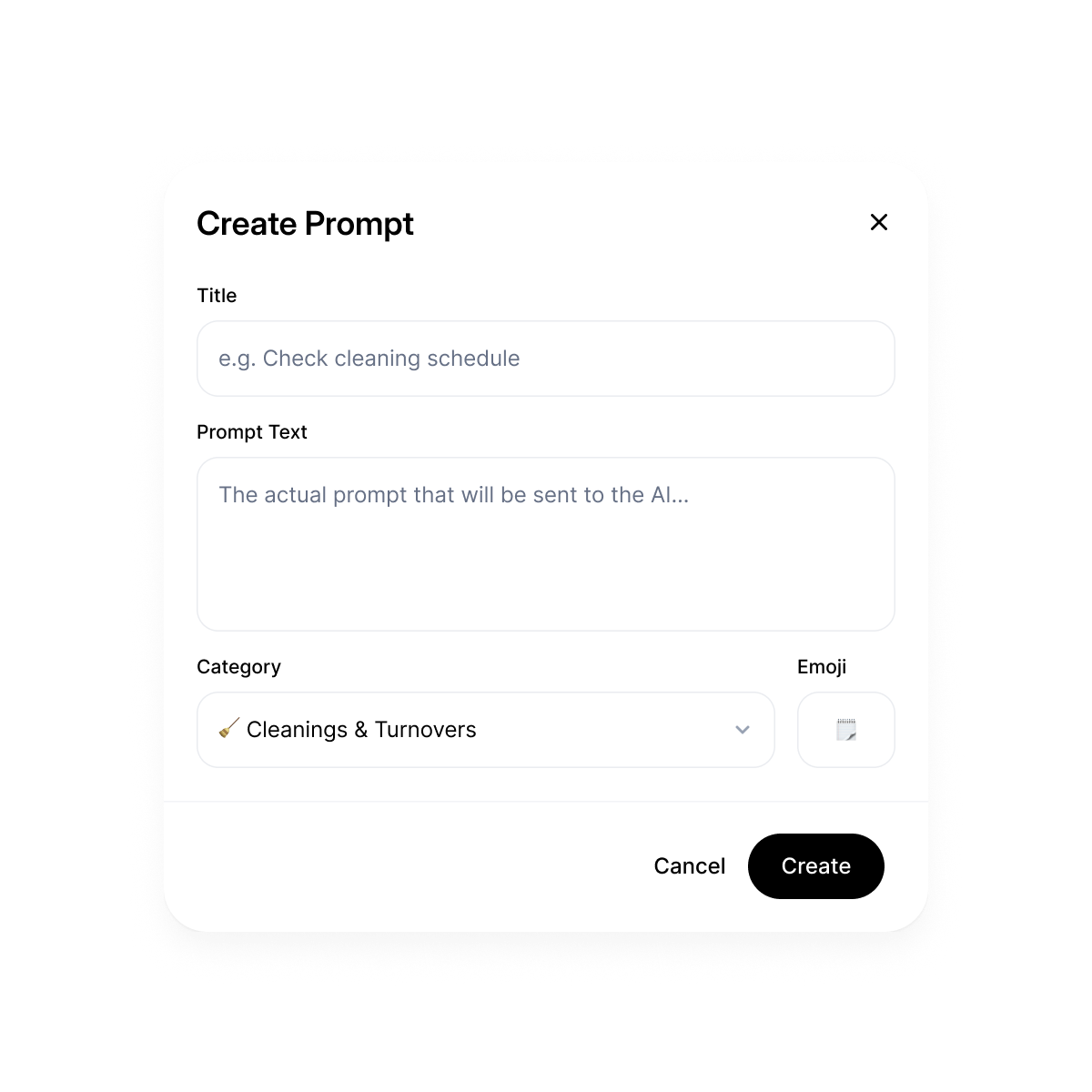 Create custom prompts interface